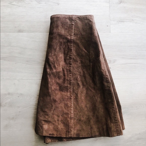 Express Vintage Leather Suede Skirt - Picture 3 of 4